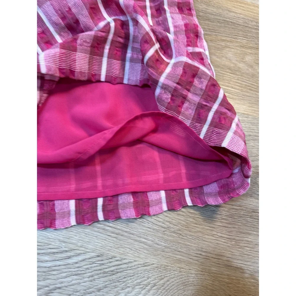Madewell Pink Plaid‎ Puff Sleeve Top Womens XS